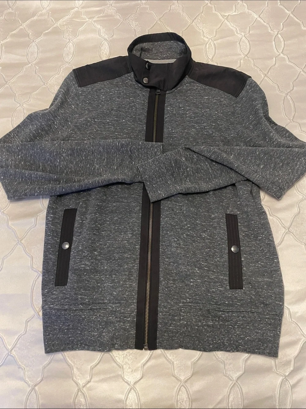 Banana Republic Men's Heather Gray Zip-Up Sweater Jacket